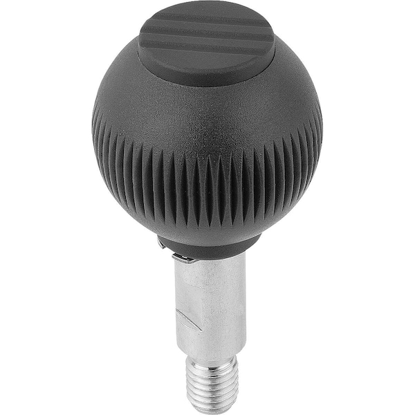 Spherical Knob Revolving Size:4, D1=50 D=M12X20, Plastic Black, Comp:Steel, Cap:Black